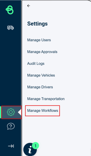 Manage workflows navigation